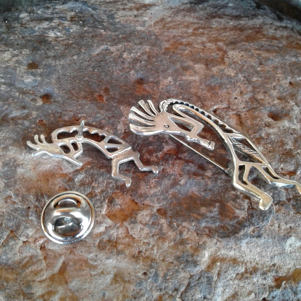 Sterling Silver Kokopelli Set of 2 Pins - Picture 4 of 8